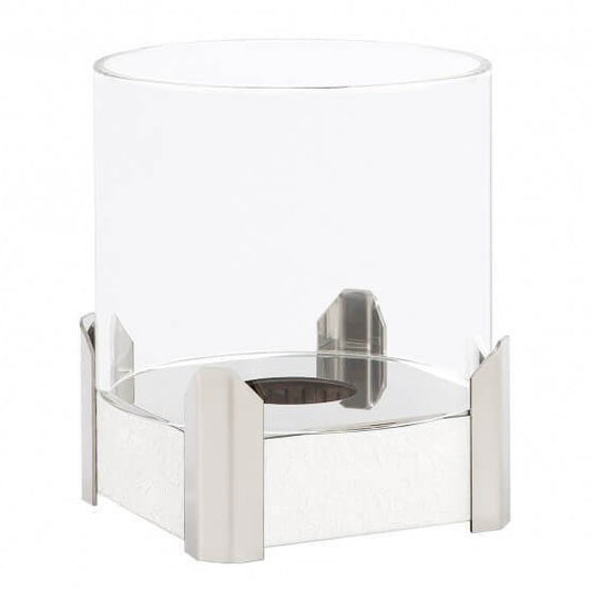 Chic Minimalist Tabletop Bioethanol Fireplace — Compact Single-Flame Indoor Fire Pit in Gloss White with Removable Glass Guards