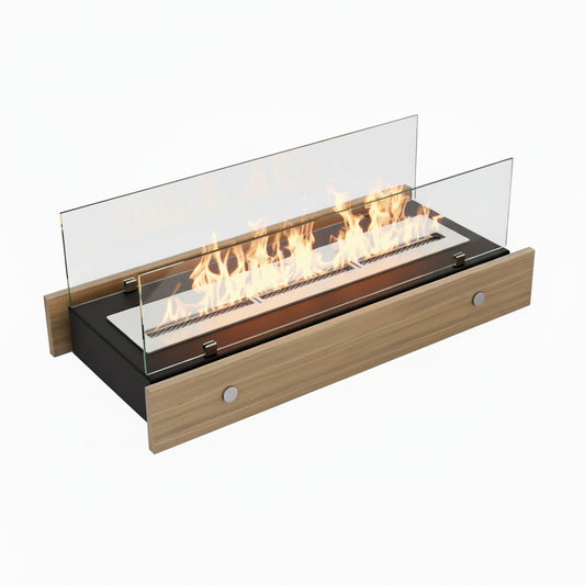 Minimalist Curved Ribbon Bioethanol Fireplace — Tabletop S-Shape Fire Pit (Light)
