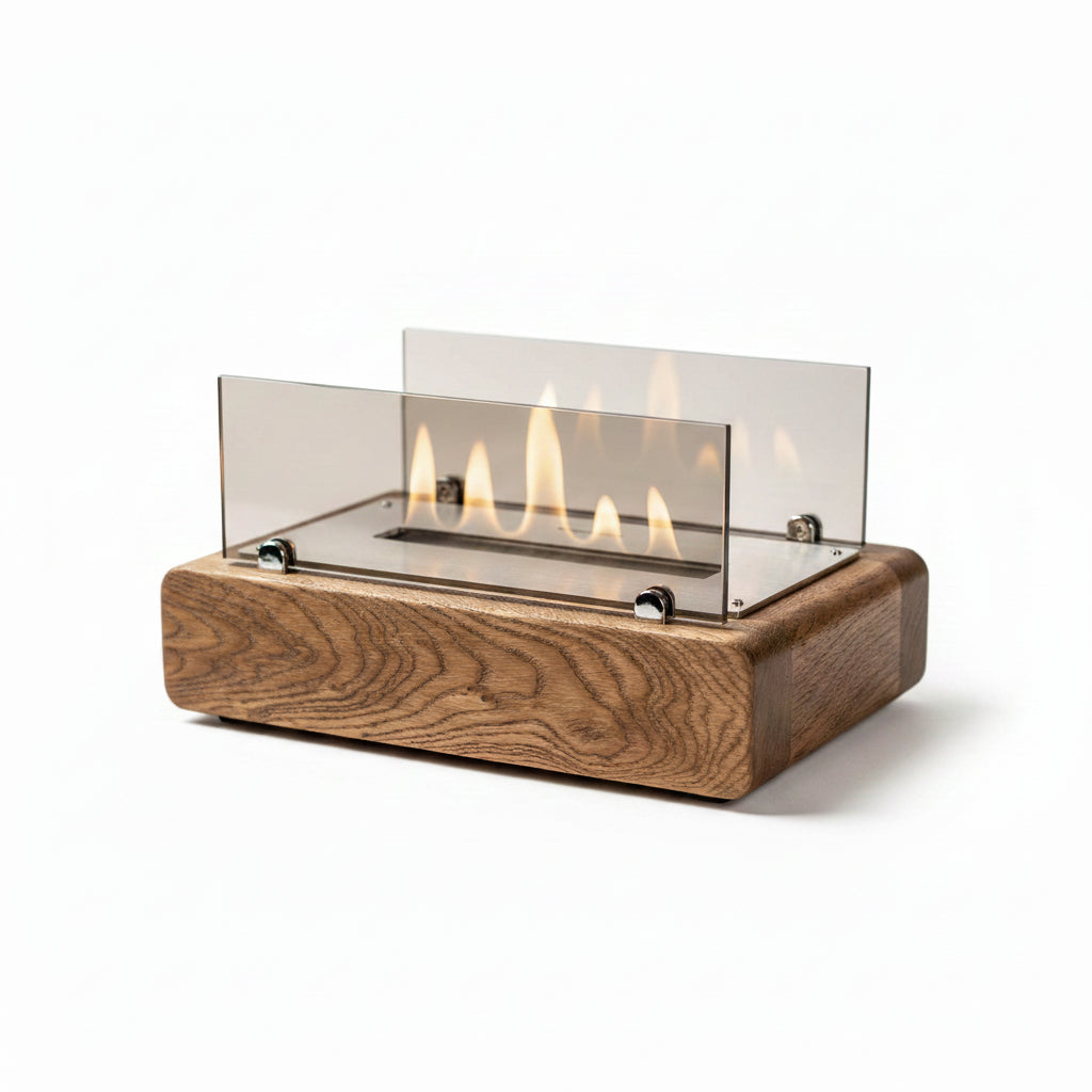 Minimalist Industrial Block Bioethanol Fireplace — Tabletop Ventless Fire Pit