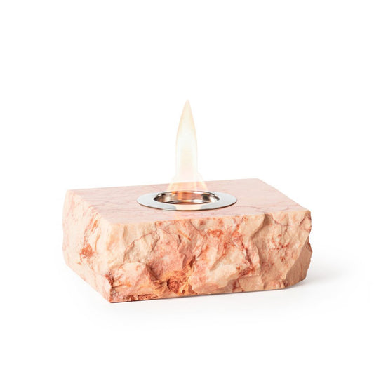 Minimalist Architectural Column Bioethanol Fireplace — Tabletop Cylinder Fire Pit in Pastel Pink