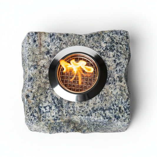 Minimalist Architectural Bioethanol Fireplace — Tabletop Fire Pit in Slate Grey