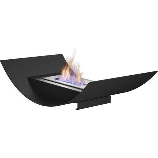 Minimalist Oval Bowl Tabletop Bioethanol Fireplace — Sleek Capsule Indoor Fire Pit in Matte Black