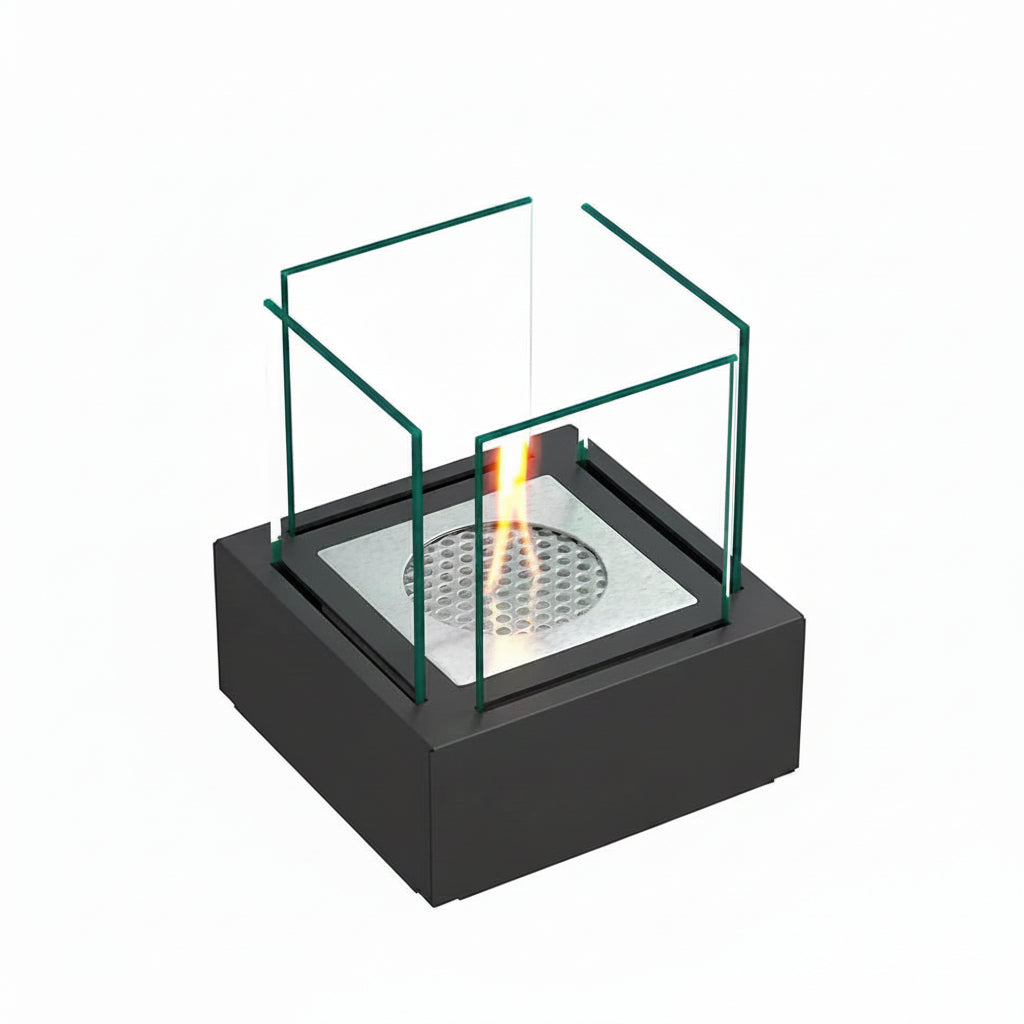 Minimalist Geometric Bioethanol Fireplace — Tabletop Ventless Fire Pit