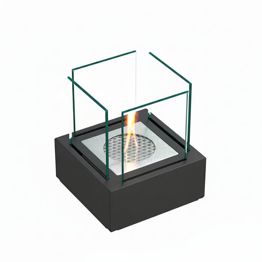 Minimalist Geometric Bioethanol Fireplace — Tabletop Ventless Fire Pit