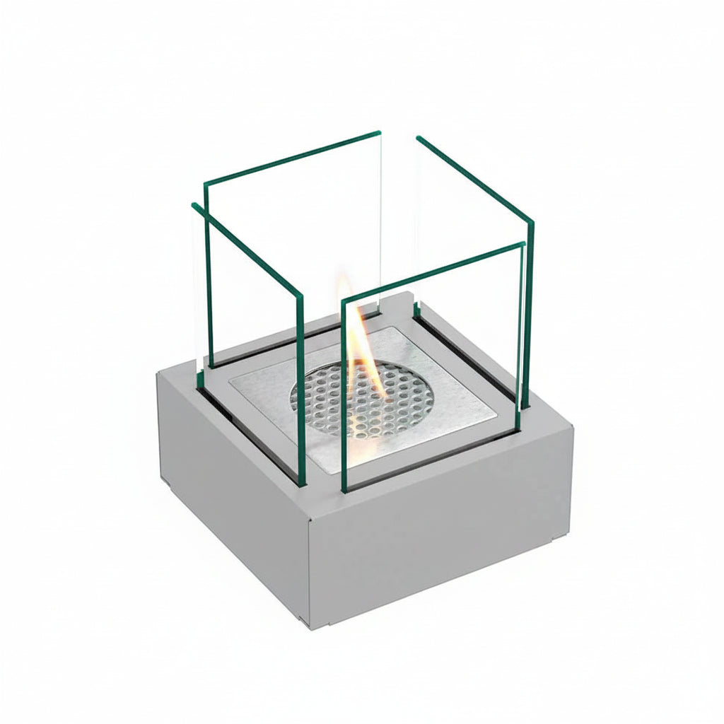 Minimalist Geometric Bioethanol Fireplace — Tabletop Ventless Fire Pit