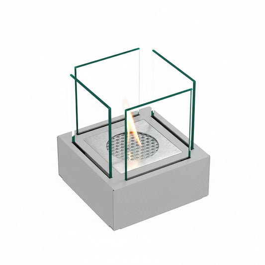 Minimalist Geometric Bioethanol Fireplace — Tabletop Ventless Fire Pit