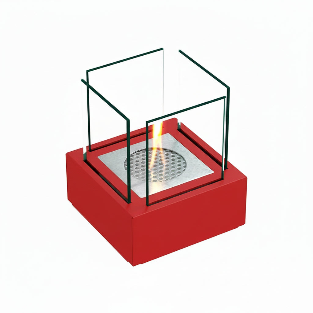 Minimalist Geometric Bioethanol Fireplace — Tabletop Ventless Fire Pit