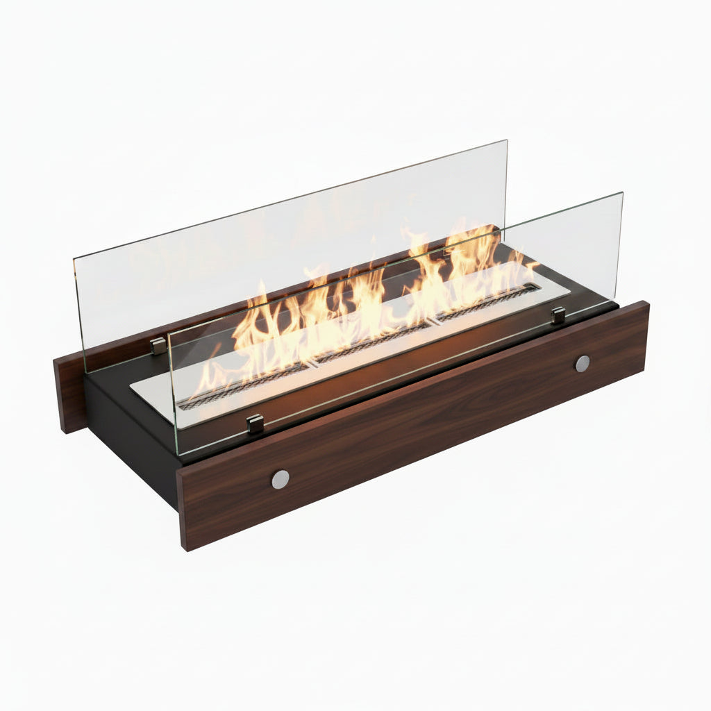 Minimalist Curved Ribbon Bioethanol Fireplace — Tabletop S-Shape Fire Pit (Dark)