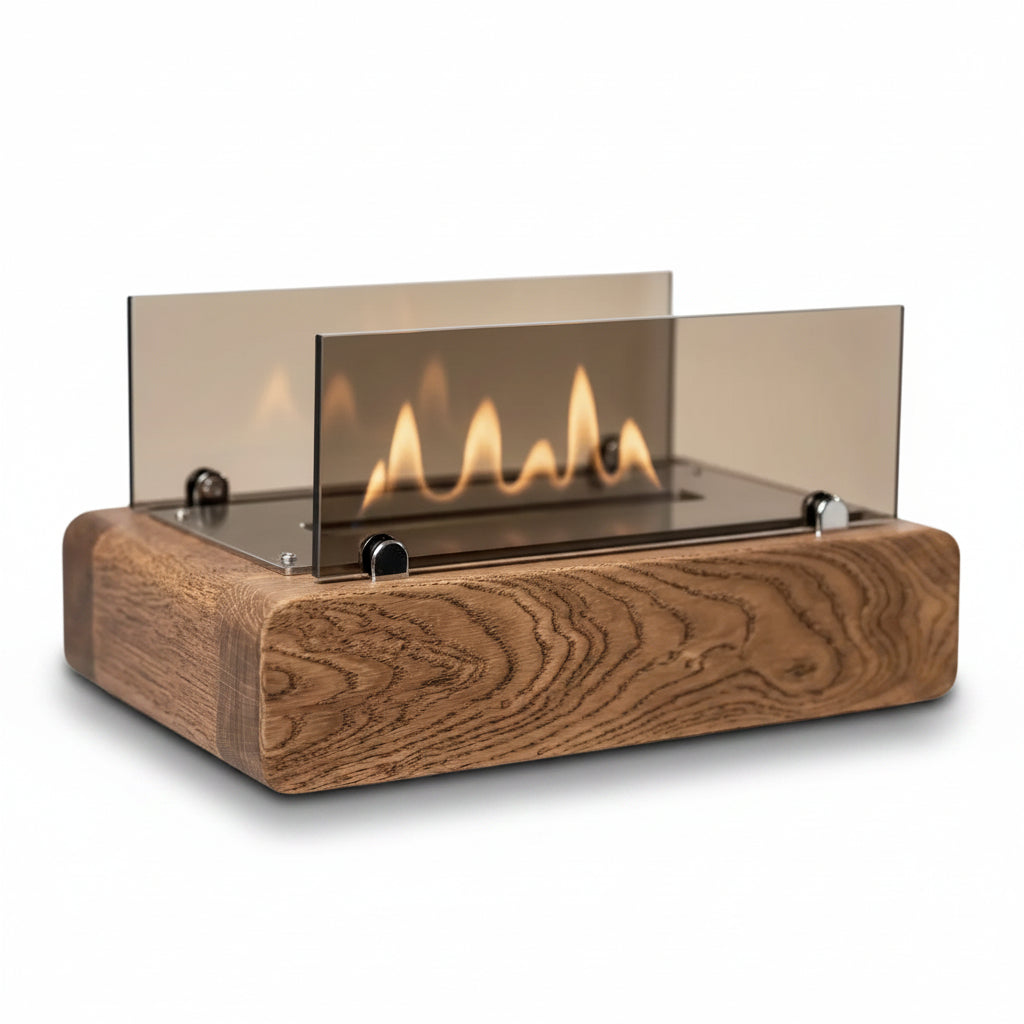 Minimalist Industrial Block Bioethanol Fireplace — Tabletop Ventless Fire Pit