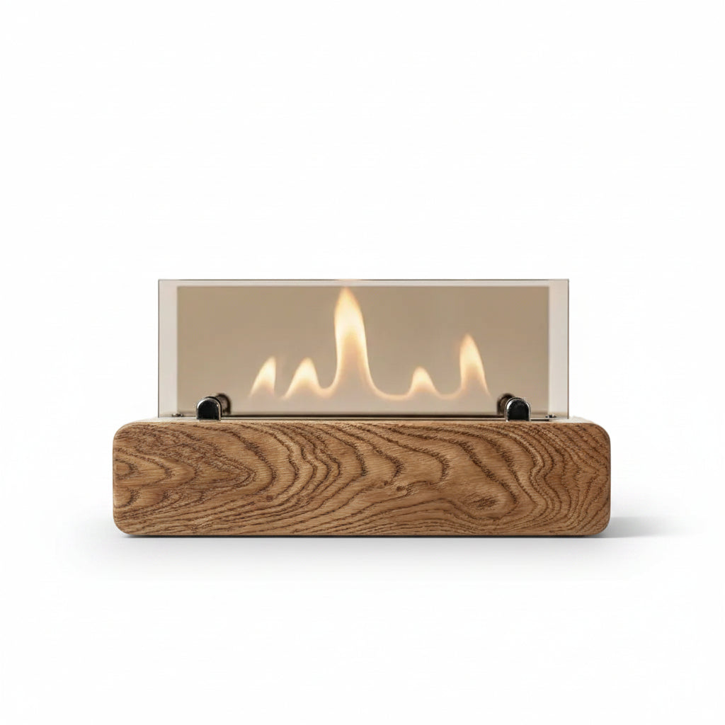 Minimalist Industrial Block Bioethanol Fireplace — Tabletop Ventless Fire Pit