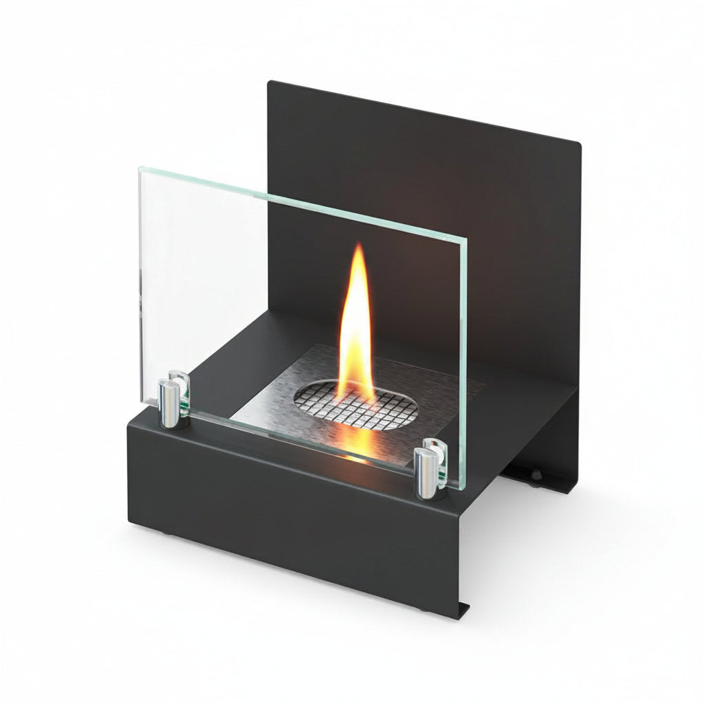Minimalist Geometric Bioethanol Fireplace — Tabletop Ventless Fire Pit