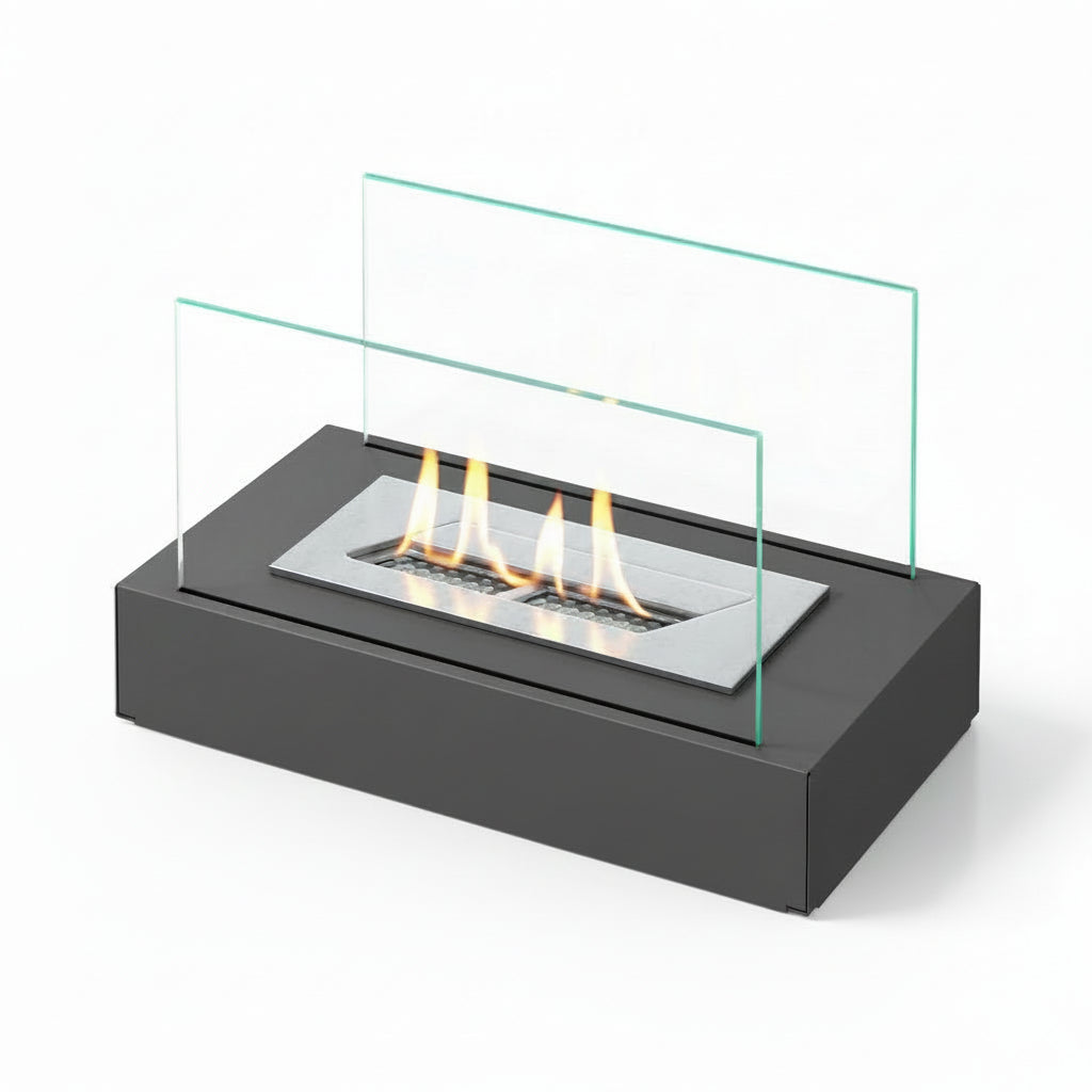 Minimalist Cubic Bioethanol Fireplace — Tabletop Ventless Fire Pit