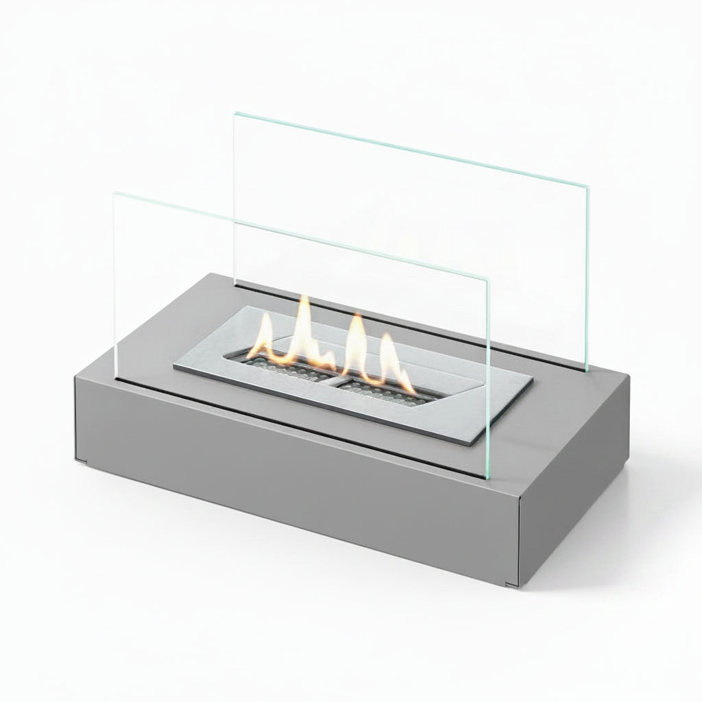 Minimalist Cubic Bioethanol Fireplace — Tabletop Ventless Fire Pit