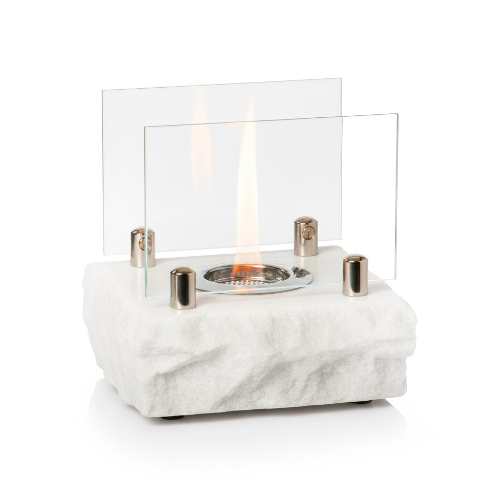 Minimalist Architectural Bioethanol Fireplace — Tabletop Fire Pit in White