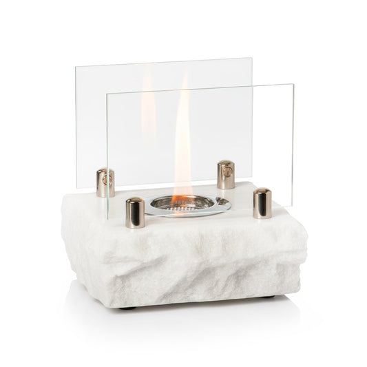 Minimalist Architectural Bioethanol Fireplace — Tabletop Fire Pit in White