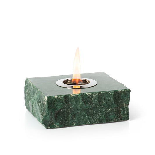 Minimalist Architectural Column Bioethanol Fireplace — Tabletop Cylinder Fire Pit in Deep Green