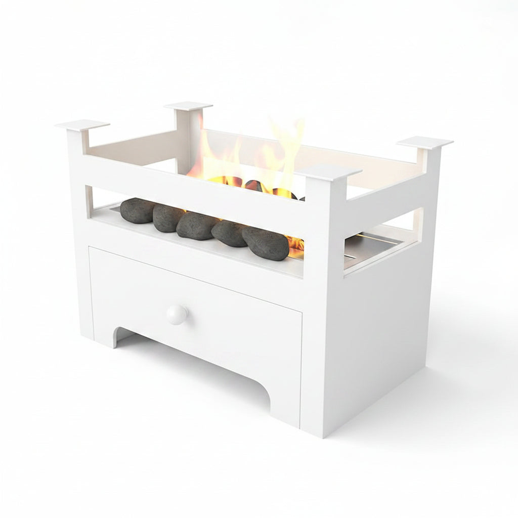 Minimalist Hourglass Geometric Tabletop Bioethanol Fireplace — Sleek Curved Indoor Fire Pit with Dual Tempered Glass Panels