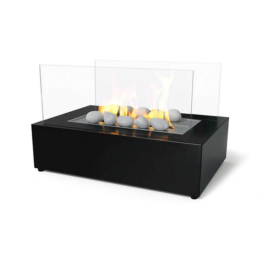 Minimalist Cube Tabletop Bioethanol Fireplace — Compact Geometric Indoor Fire Pit with Dual Tempered Glass Shields
