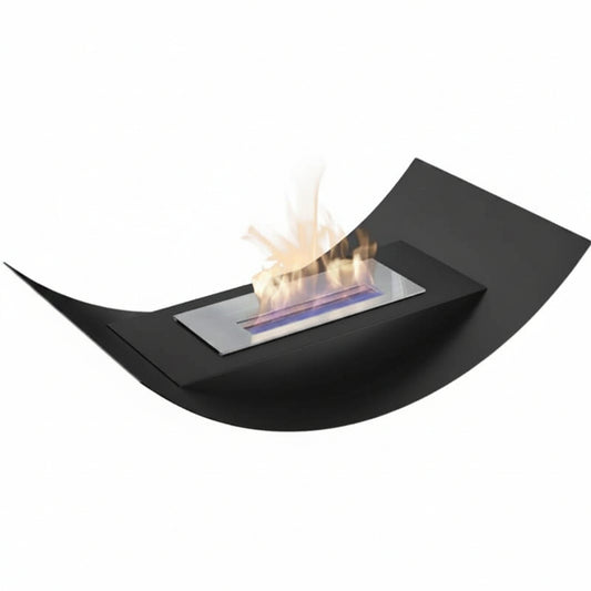 Minimalist Oval Bowl Tabletop Bioethanol Fireplace — Sleek Capsule Indoor Fire Pit in Matte Black